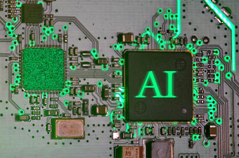 AI処理用チップをイメージした回路基板の写真